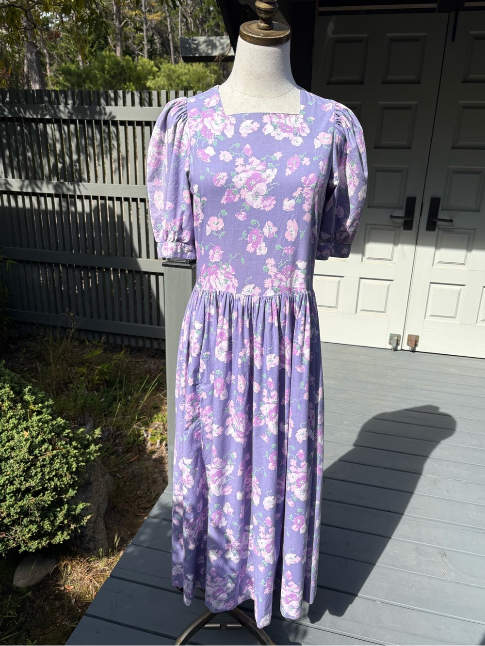 Vintage-Laura Ashley Purple 🌸Lavender Floral Cotton Midi Dress